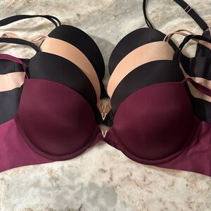 Victorias Secret Push Up Women's Set - Black, Beige, & Burgundy 34D (4)